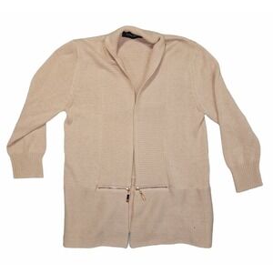 Ivanka Trump Womens S Blush Pink Cotton Blend Shawl Collar Open Front Cardigan S